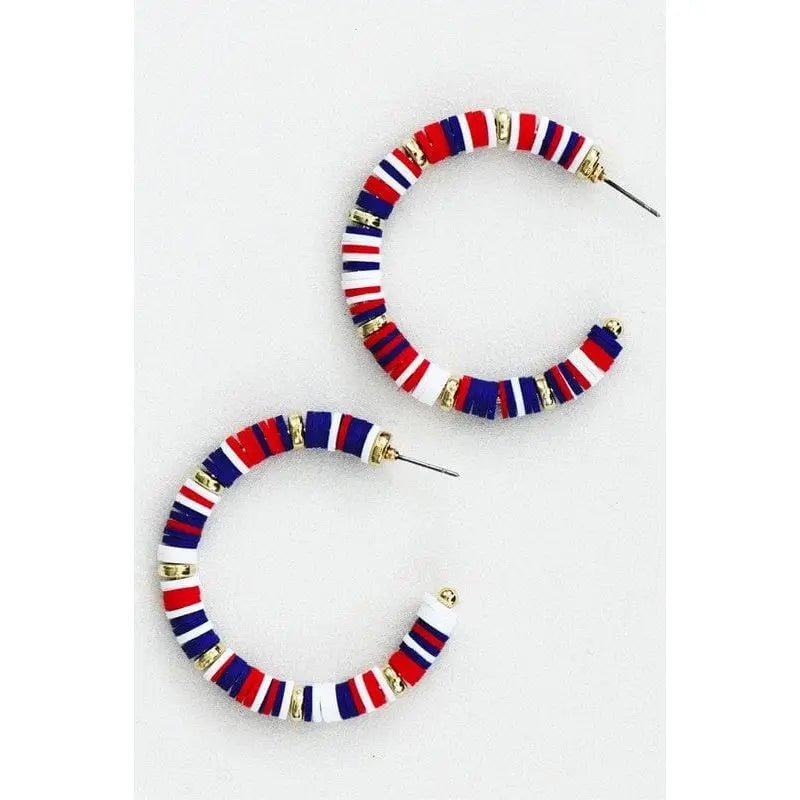 Americana Patriotic Red White Blue Bead Earrings - LECCE