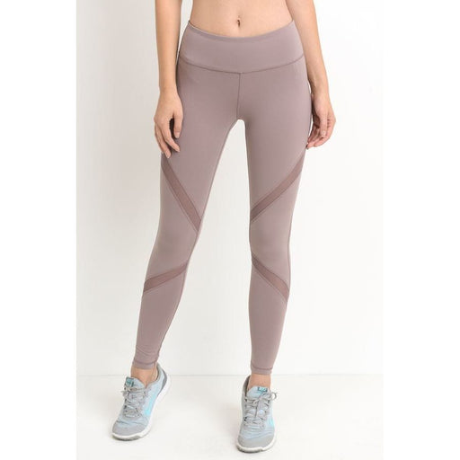 Cross Mesh Panels Pocket Full Leggings (AP1225-Medium-Violet)