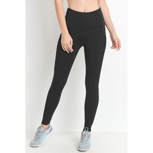 Highwaist Splice Mesh Pocket Full Leggings (Black)