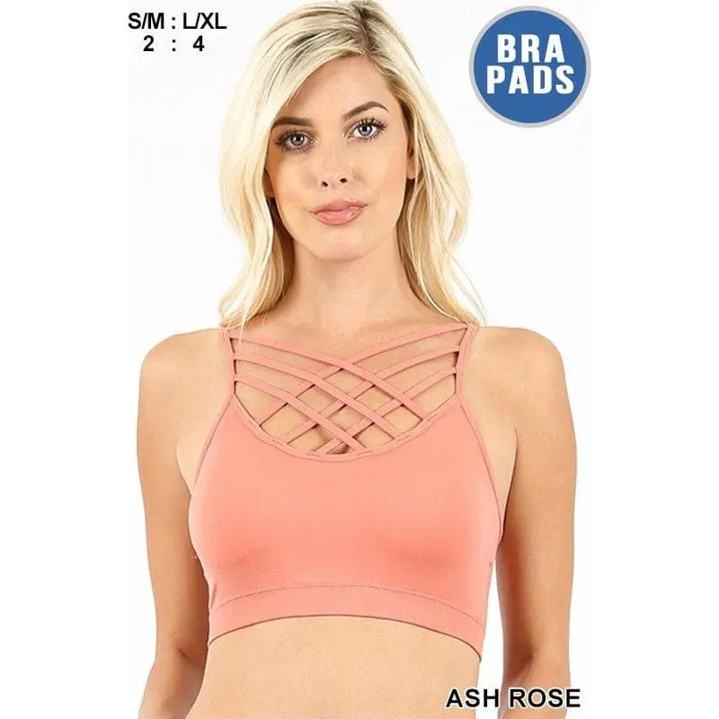 Bralette con relleno triple cruzado sin costuras