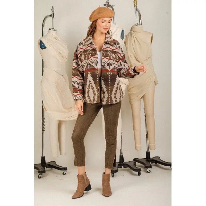 Aztec Graphic Casual Cardigan - LECCE