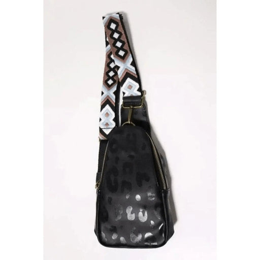 Aztec strap leopard print crossbody sling bag - LECCE