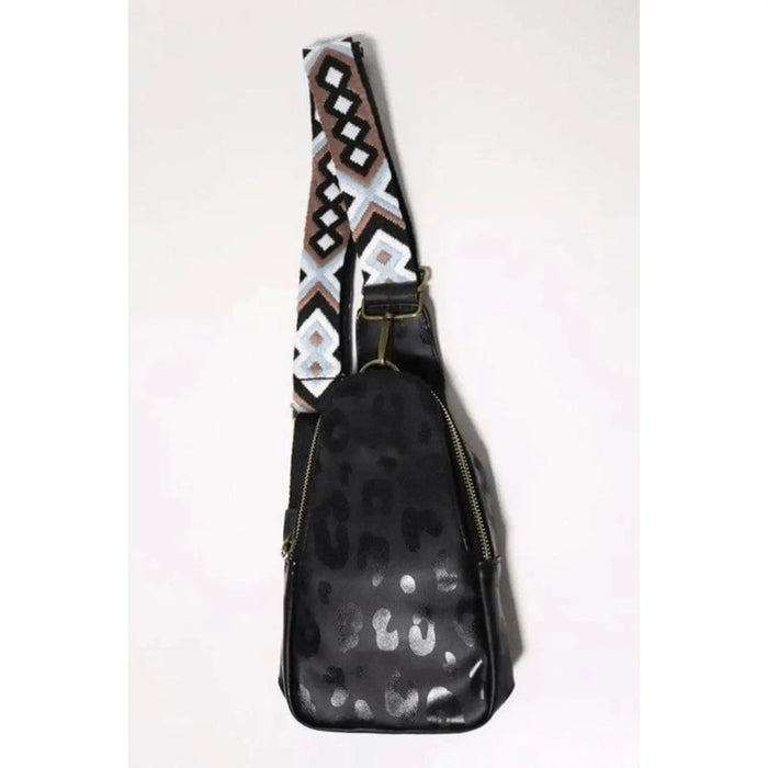 Aztec strap leopard print crossbody sling bag - LECCE