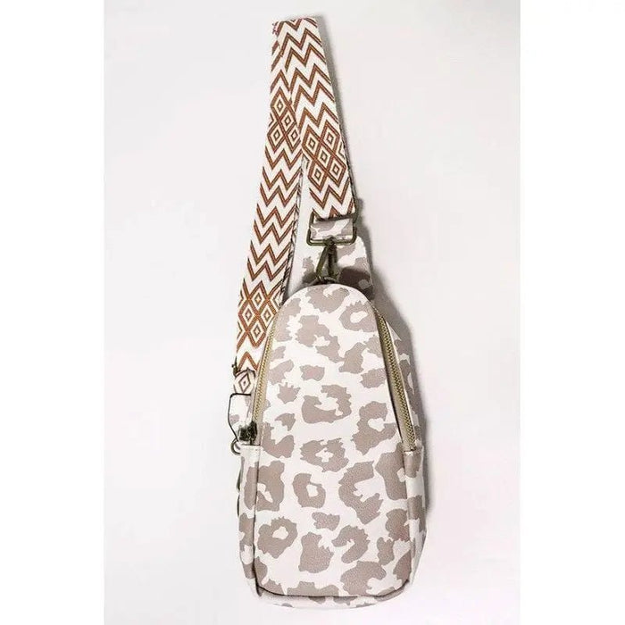 Aztec strap leopard print crossbody sling bag - LECCE