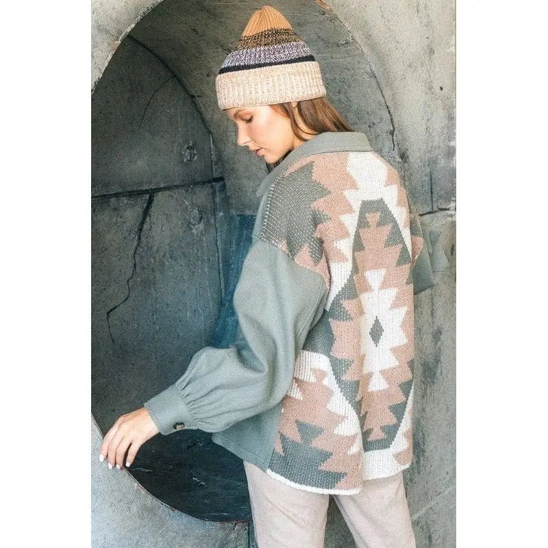 Back aztec graphic detail jacket - LECCE