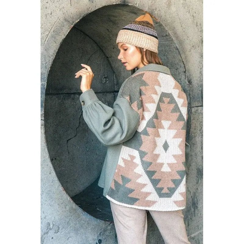 Back aztec graphic detail jacket - LECCE