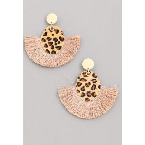 Leopard Tassel Fan Earrings