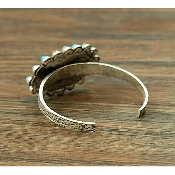 Big Natural Turquoise Navajo C Cuff Bracelet - LECCE