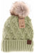 Bobble Knit Fur Pom C.C. Beanie CC Brand