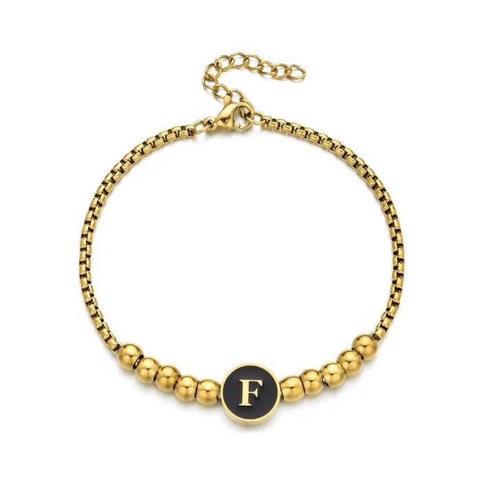Black Enamel Initial Pisa Bracelet - LECCE