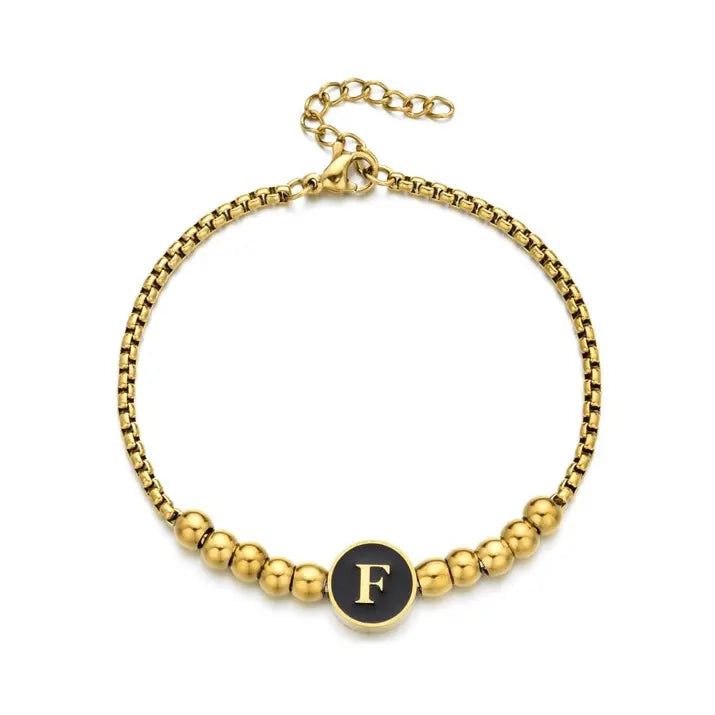 Black Enamel Initial Pisa Bracelet - LECCE