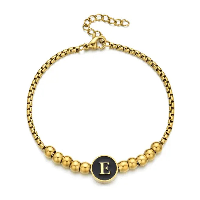 Black Enamel Initial Pisa Bracelet - LECCE