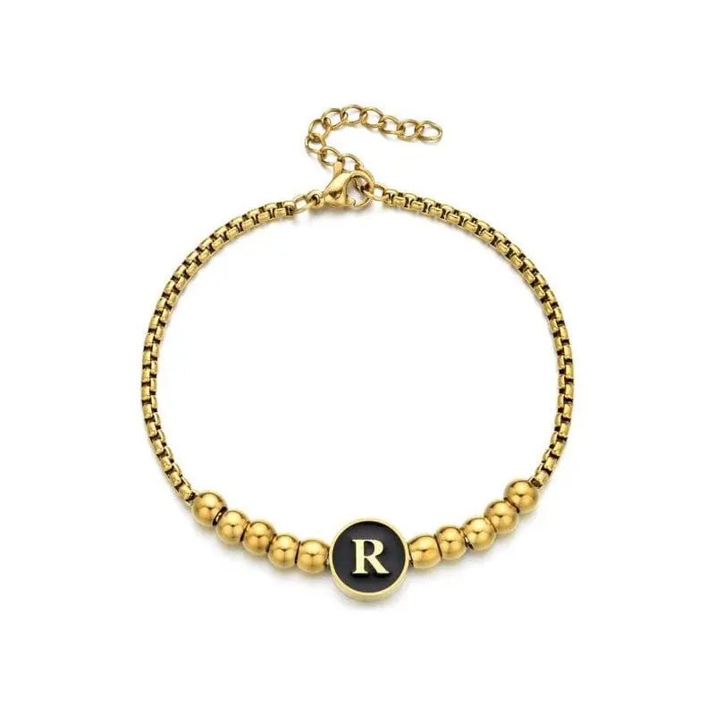 Black Enamel Initial Pisa Bracelet - LECCE