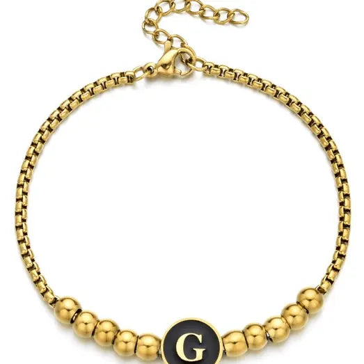 Black Enamel Initial Pisa Bracelet - LECCE