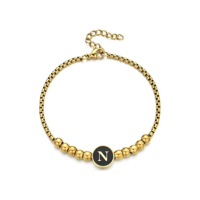 Black Enamel Initial Pisa Bracelet - LECCE