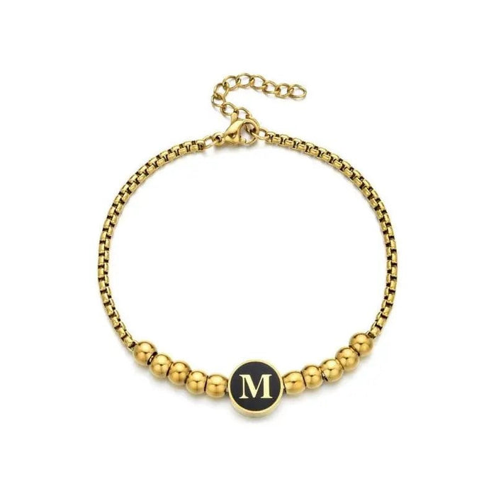 Black Enamel Initial Pisa Bracelet - LECCE