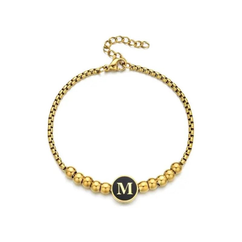Black Enamel Initial Pisa Bracelet - LECCE
