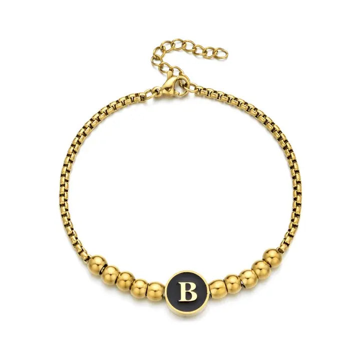Black Enamel Initial Pisa Bracelet - LECCE