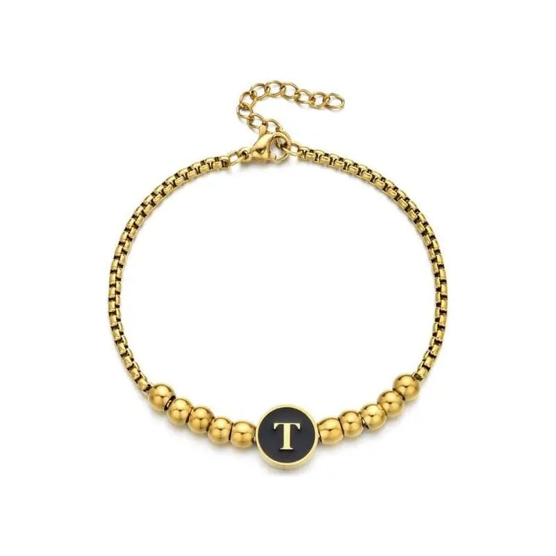 Black Enamel Initial Pisa Bracelet - LECCE
