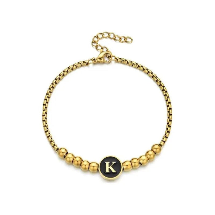 Black Enamel Initial Pisa Bracelet - LECCE