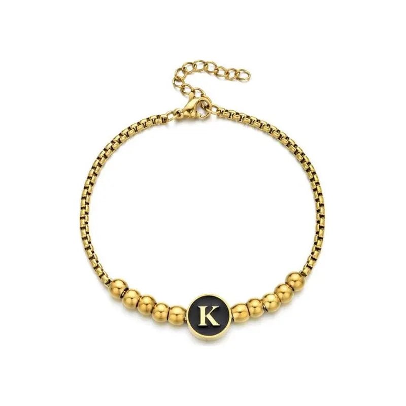 Black Enamel Initial Pisa Bracelet - LECCE