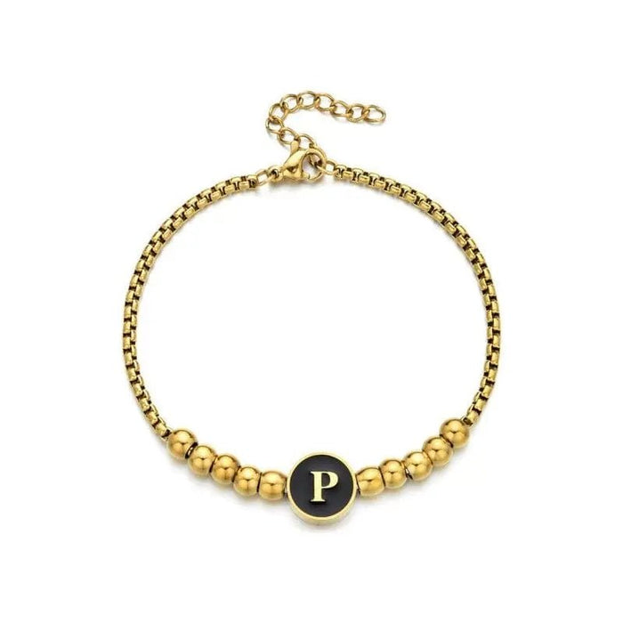 Black Enamel Initial Pisa Bracelet - LECCE