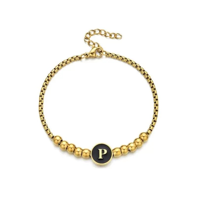 Black Enamel Initial Pisa Bracelet - LECCE