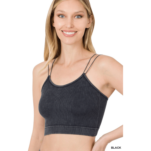 Washed Ribbed Seamless Double Strap Brami