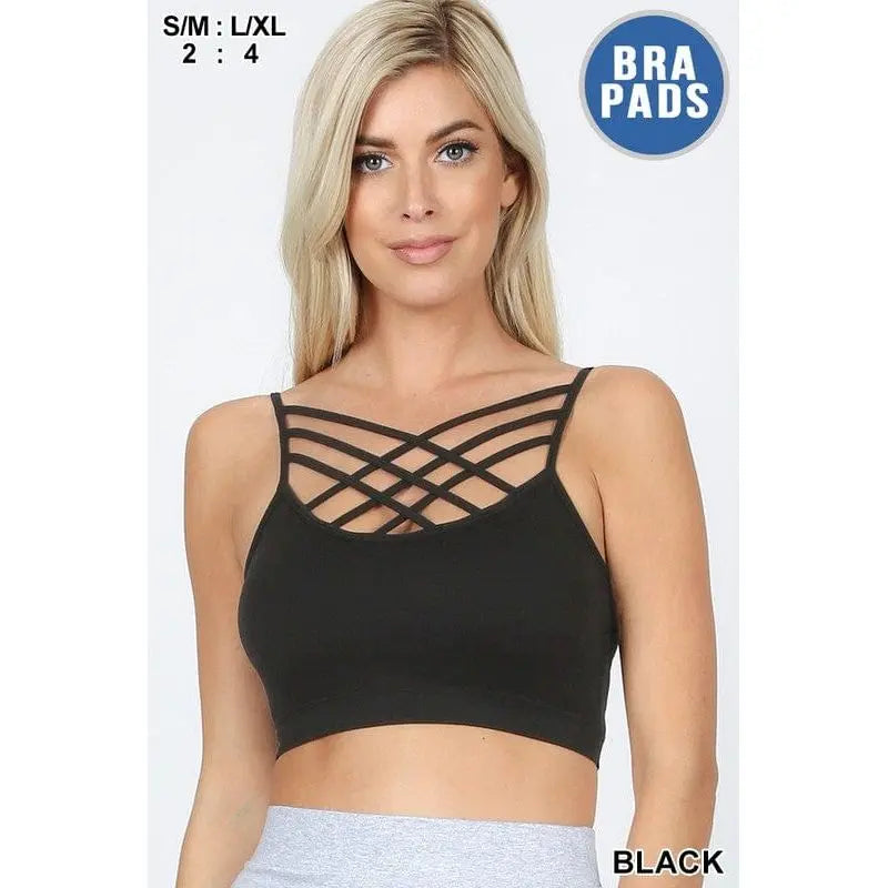 Bralette con relleno triple cruzado sin costuras