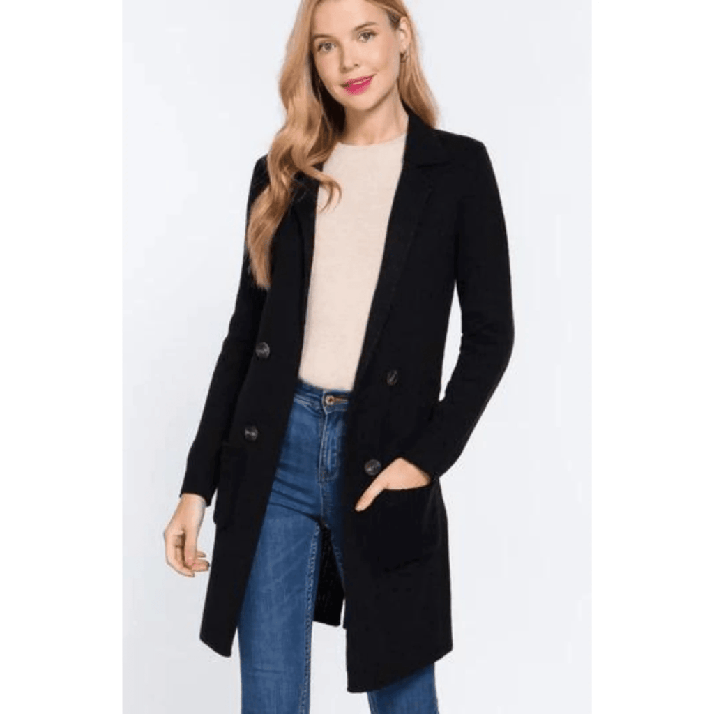 Chaqueta tipo jersey con botones y bolsillos