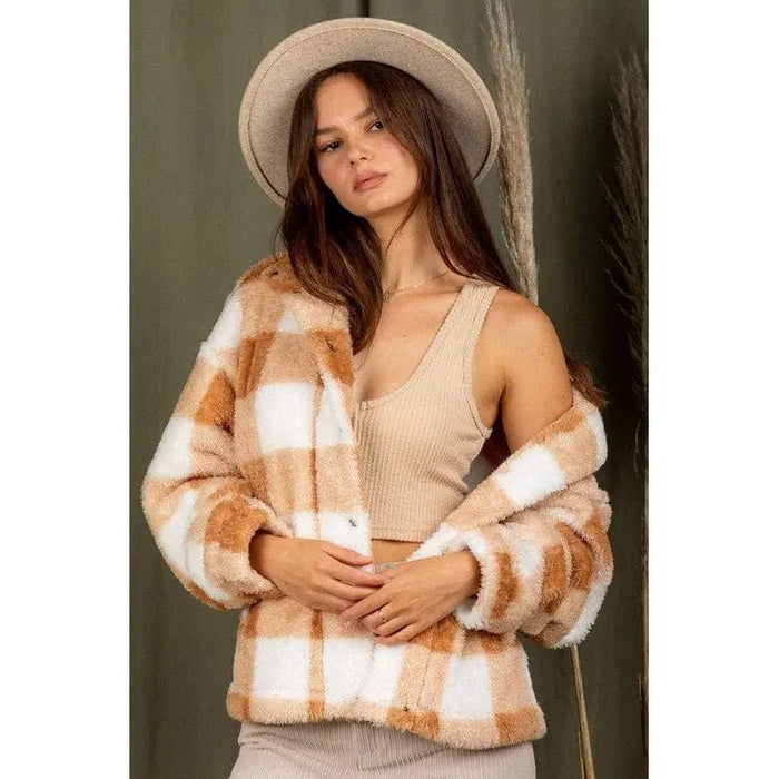 Casual fuzzy printed cozy jacket - LECCE