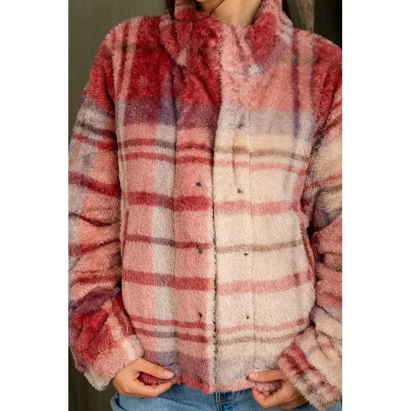 Casual fuzzy printed cozy jacket - LECCE