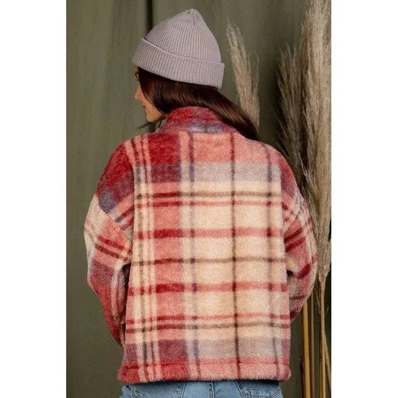 Casual fuzzy printed cozy jacket - LECCE