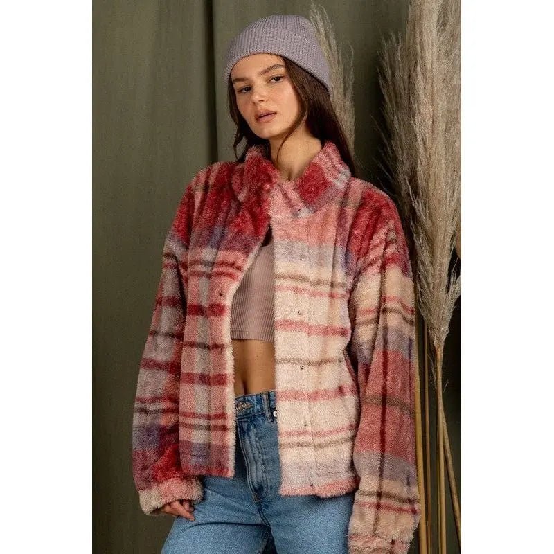 Casual fuzzy printed cozy jacket - LECCE