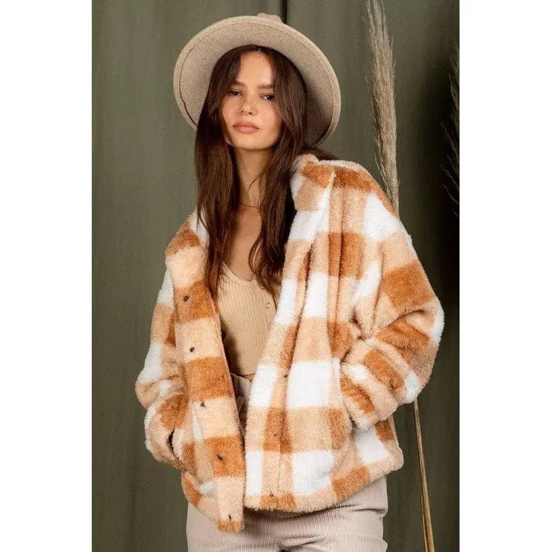 Casual fuzzy printed cozy jacket - LECCE