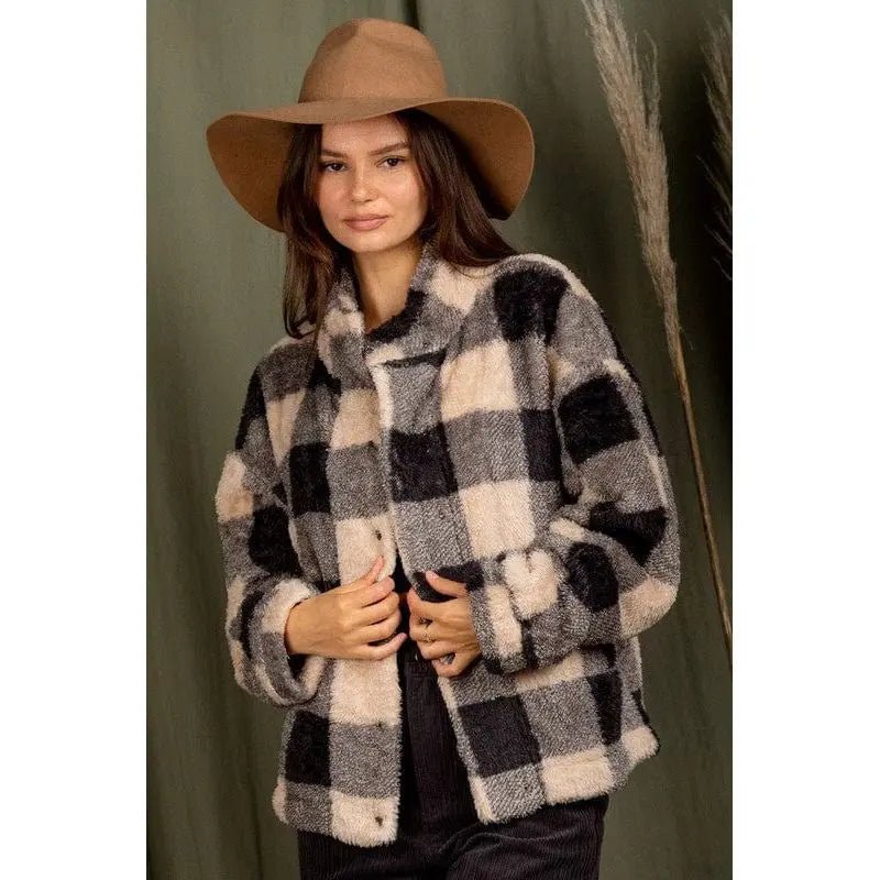 Casual fuzzy printed cozy jacket - LECCE