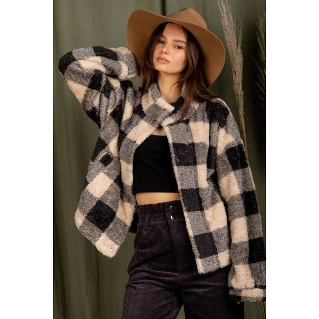 Chaqueta informal y acogedora con estampado borroso