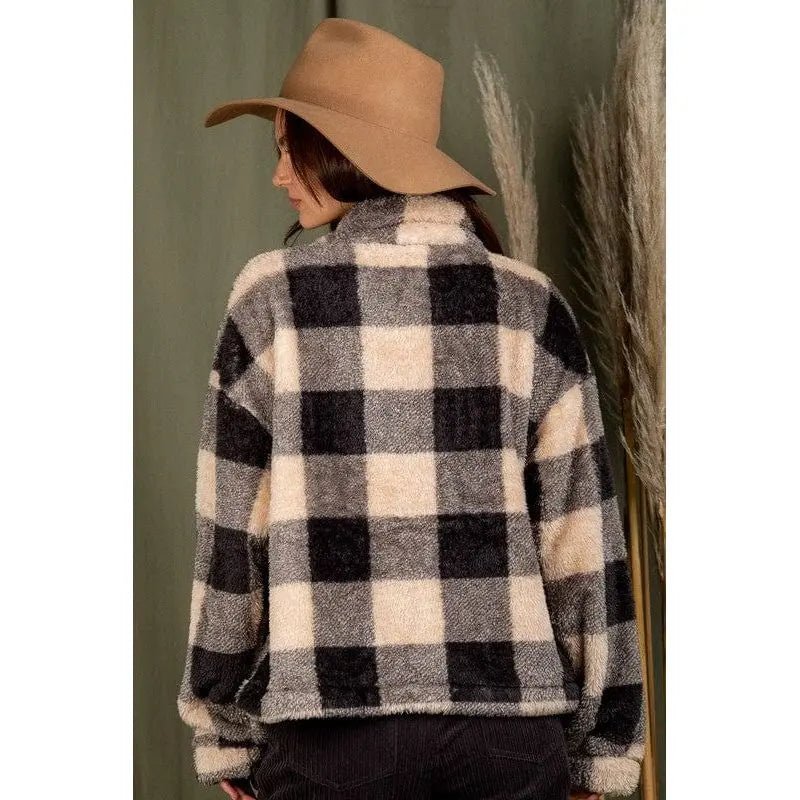 Casual fuzzy printed cozy jacket - LECCE
