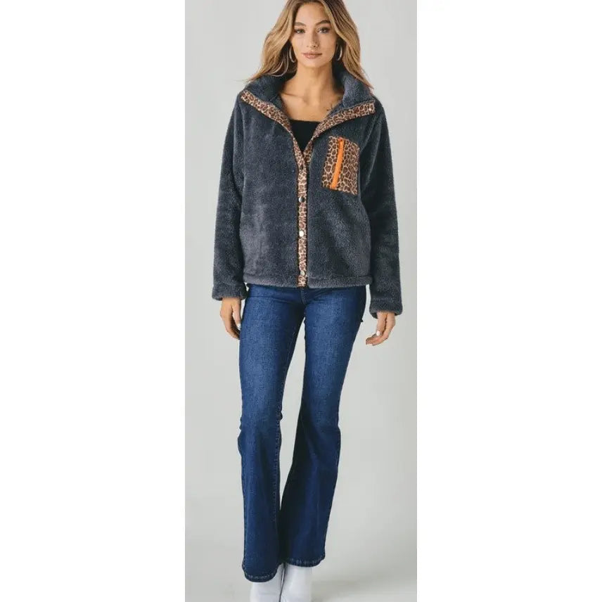Button down cheetah sherpa LECCE