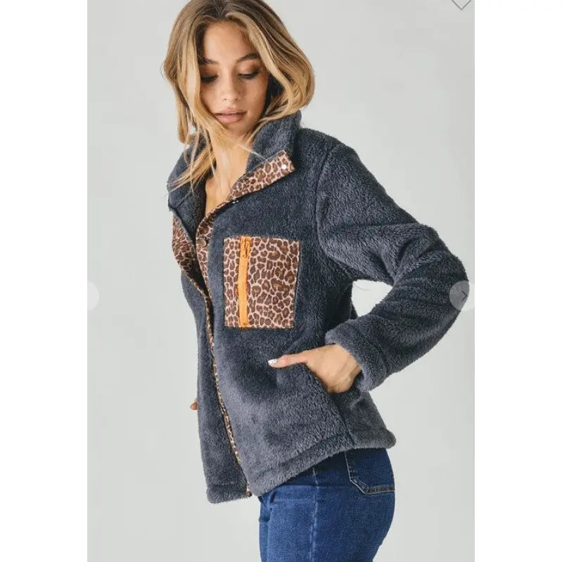 Button down cheetah sherpa LECCE