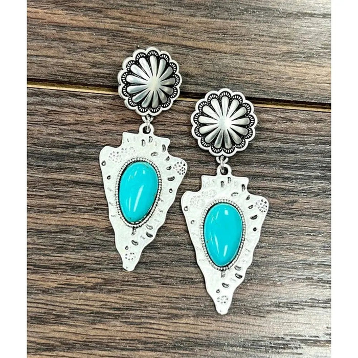 Concho Post Arrowhead Turquoise Earrings - LECCE