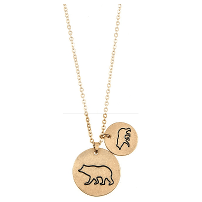 DOUBLE DISK MAMA BEAR PENDANT NECKLACES