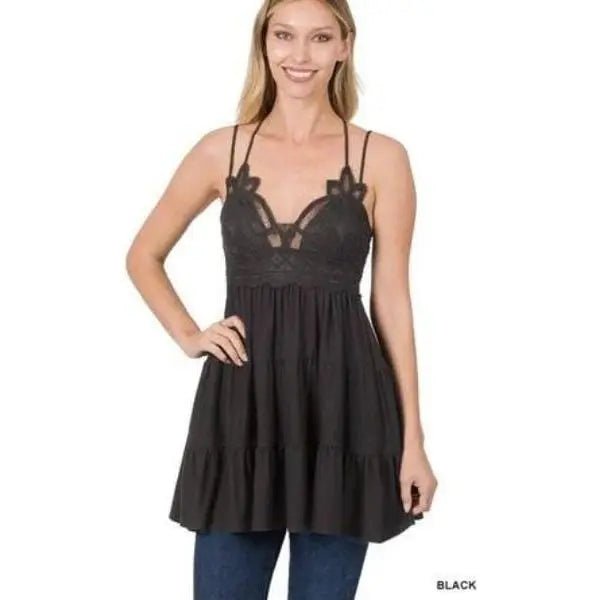 Crochet lace ruffle cami - LECCE