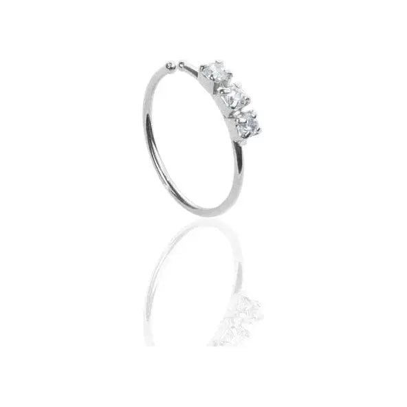 Crystal lined nose hoop o - ring - LECCE