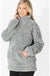 MELANGE FAUX FUR HALF ZIP POCKET PULLOVER Zenana