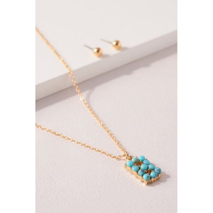 Turquoise stone initial necklaces