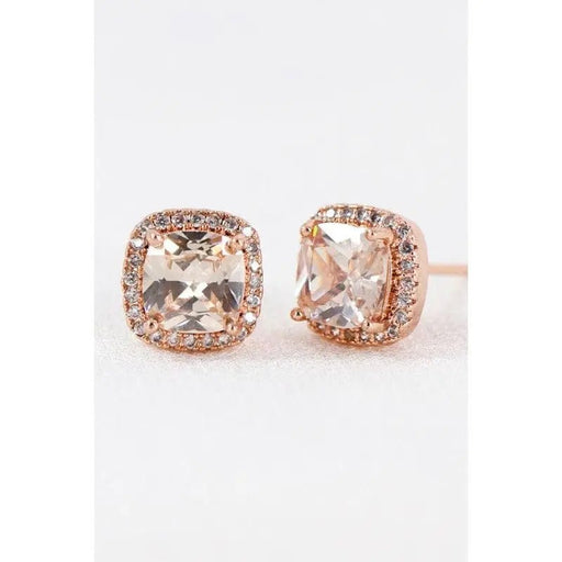Dainty cubic zirconia square stud earrings - LECCE