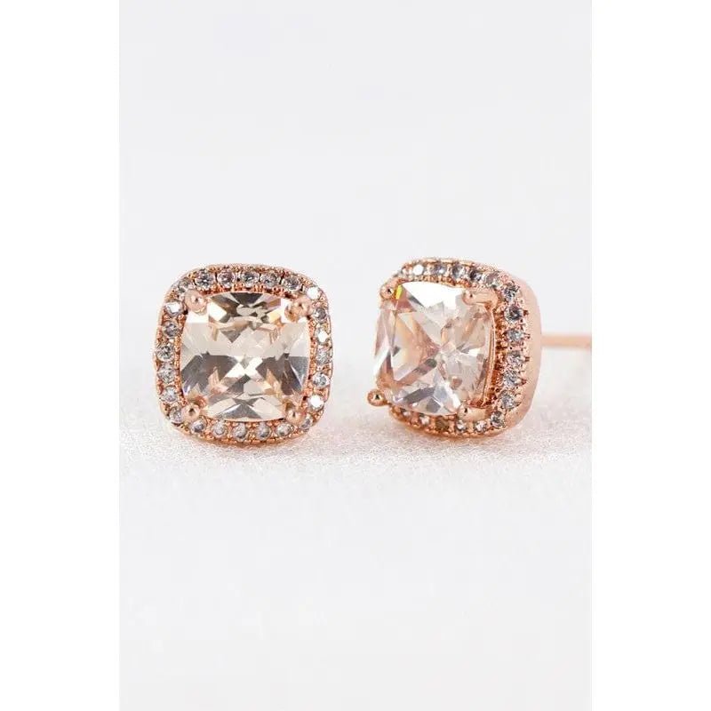 Dainty cubic zirconia square stud earrings - LECCE