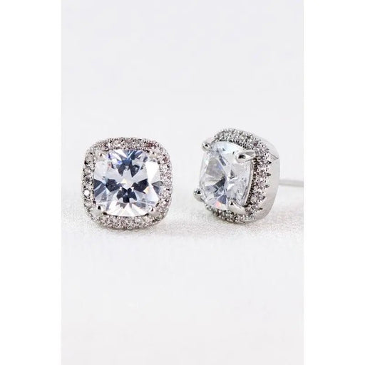 Dainty cubic zirconia square stud earrings - LECCE