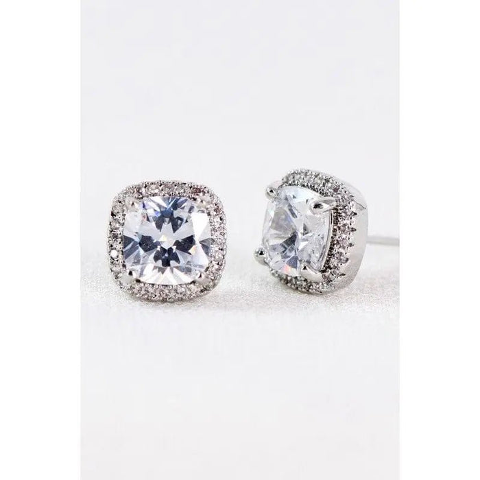 Dainty cubic zirconia square stud earrings - LECCE